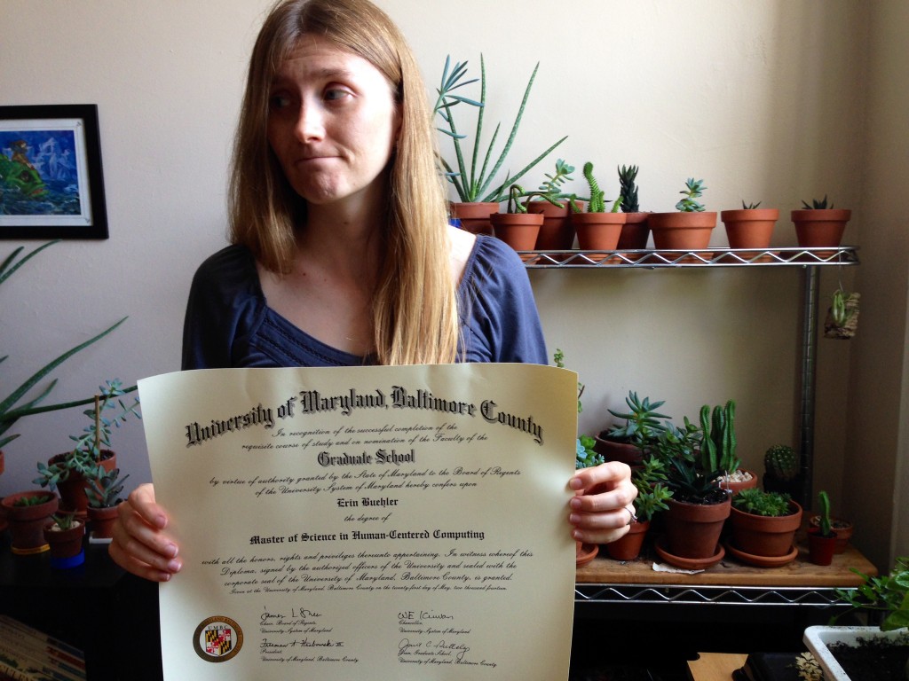 Erin gets a master's degree. No big deal.