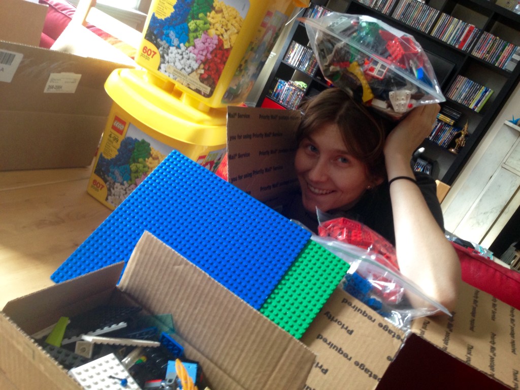 Erin receives an absurd amount of Legos for Christmas.