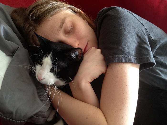 Erin engages Loki in a non-consensual nap.