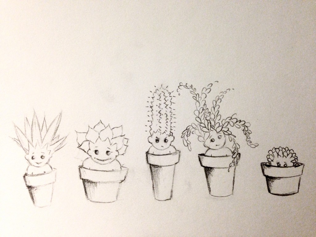 Serena sketches her plants as goofy babies.