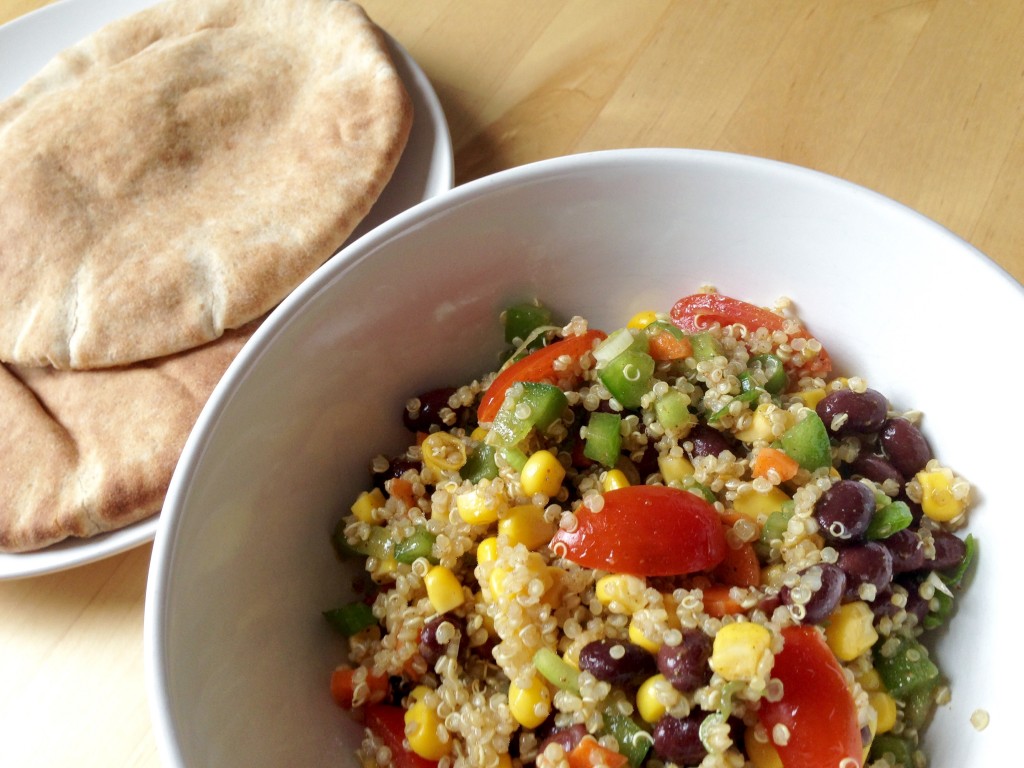 Serena makes a delicious quinoa salad. (Erin adds: "Quinoa? More like quin-whoa!")