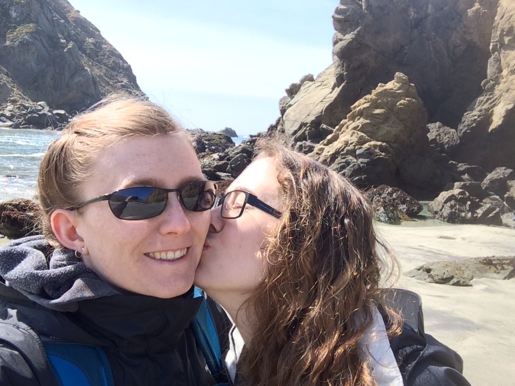 An early morning kiss on Pfeiffer Beach, three days before our wedding in the same spot.